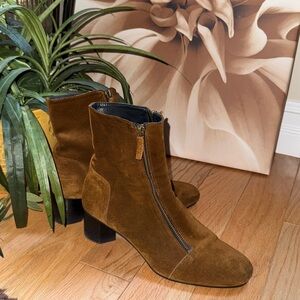 Homer Brown Suede Ankle Boots with Zippers